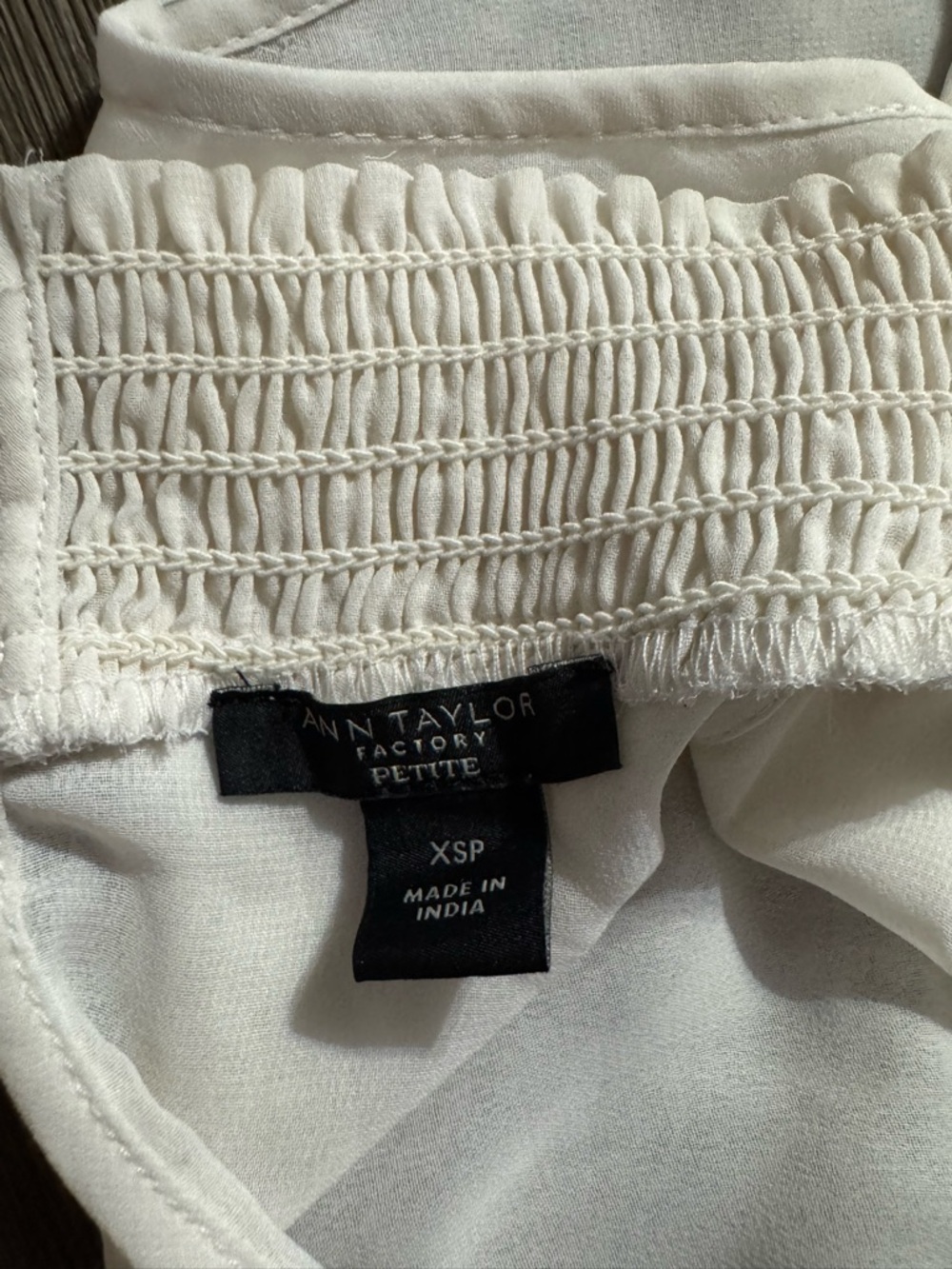 Ann Taylor Factory Cream Smocked Neck Sleeveless Top - Picture 7 of 7
